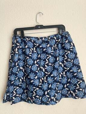 Karen Scott Sport Navy Floral Print Skort